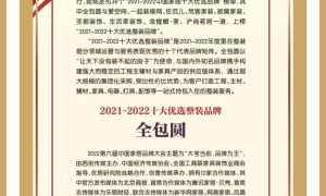 <strong>全包圆上榜“2021-2022中国家居十大优选品牌”</strong>